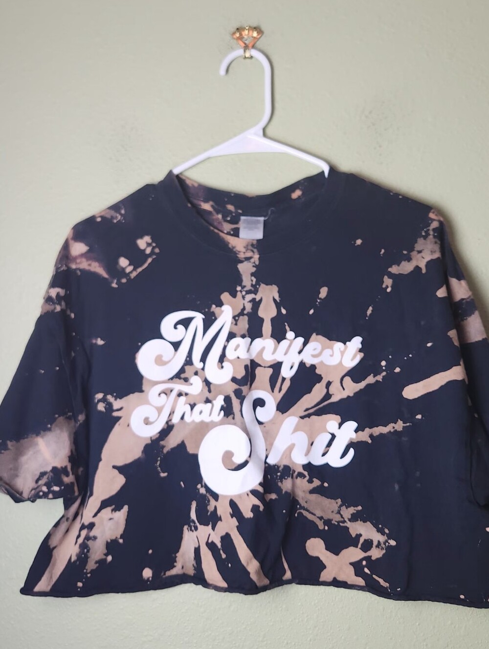 Tie-Dye Black & Tan Graphic Crop Tee - Manifest That Shit Size XL